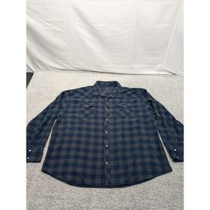 Authentic WorkWear Flannel by Cactus Blue & Gray Plaid Western Check Men's XXL‎